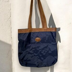 Vintage  roots genuine leather and nylon heavy duty tote bag